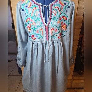 Vintage Colletion Embroidered Blue Dress.sz M.